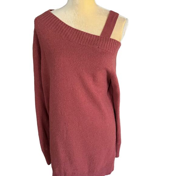 Lark & Ro 100% CASHMERE Asymmetrical Neck Sweater Dusty Rose XL - Picture 1 of 7